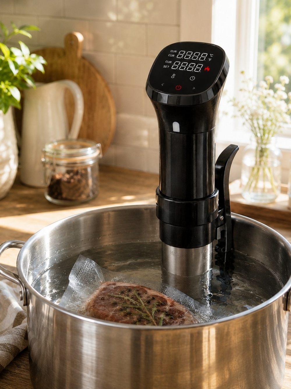 Black Sous Vide Immersion Circulator – Precision Temperature Kitchen Cooker